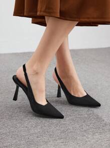 CUCCOO BIZCHIC Women's Fashion Black Suede Pointed Toe Classic High Heel Pumps For Work, Date & Party Spring Shoes Spring Break Easter For Christmas Spring Shoes - Black - View 5