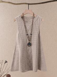 EMERY ROSE Women's Autumn A-Line Sweater Vest. - Apricot - View 1