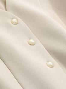 FRIFUL 女士长袖单排扣长款宽松优雅纯色常规外套，秋冬女士夹克 - 杏色 - 查看 9