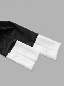 Forever 21 Women's Spring/Summer Color-Blocked Peter Pan Collar Long Sleeve Slim Fit T-Shirt