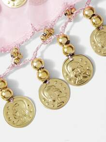 SHEIN SXY 1條女士SXY流蘇腰帶，閃閃發光的金屬飾品，適合度假 - 粉色 - 查看 7