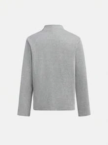 Áo thun giữ nhiệt dệt kim nửa cổ cao cho bé trai Tween, thích hợp đi làm, đi học, thường ngày, thể thao, thu đông - Xám - Xem 2