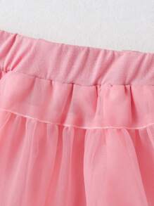 SHEIN Playful Pals 2pcs Baby Girl Heart Flower Knitted Sweater And Mesh Tulle Tutu Skirt Set - Pink - View 5