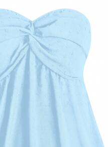 SHEIN Clasi Plus Size Nữ Twist Knot xếp li băng đô, kỳ nghỉ thông thường - Màu xanh nhạt - Xem 5