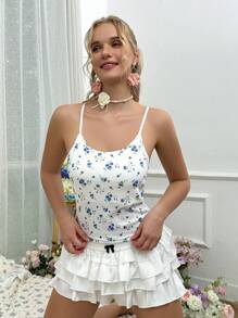 Top de tirantes con estampado floral menudo y acolchado