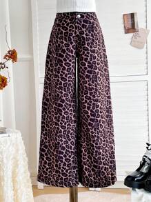 Soleia 休閒黑白拼色打褶邊喇叭褲