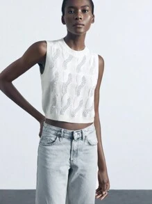 Maija Women's Solid Color Minimalist Sleeveless Sweater - Grey - View 9