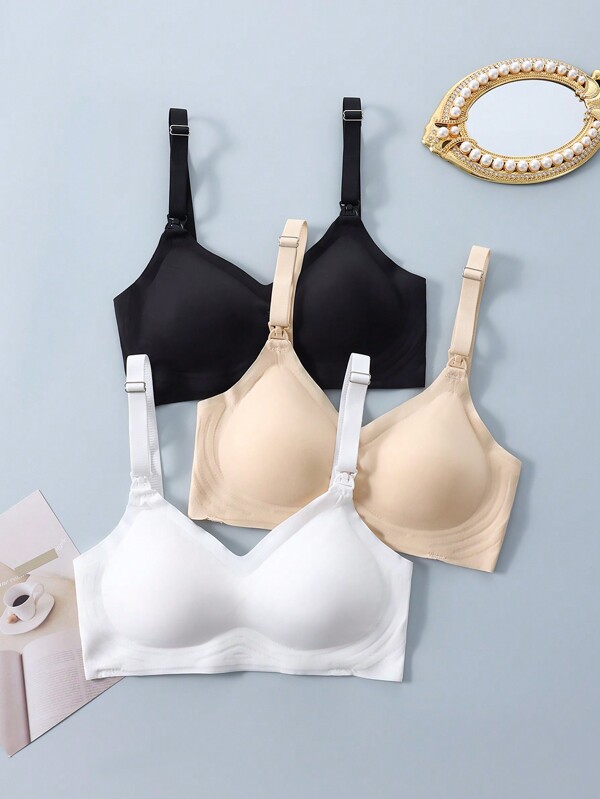 Moonlight & Mama 3 piezas/paquete Sujetadores casuales minimalistas de unicolor para maternidad con tirantes de espagueti