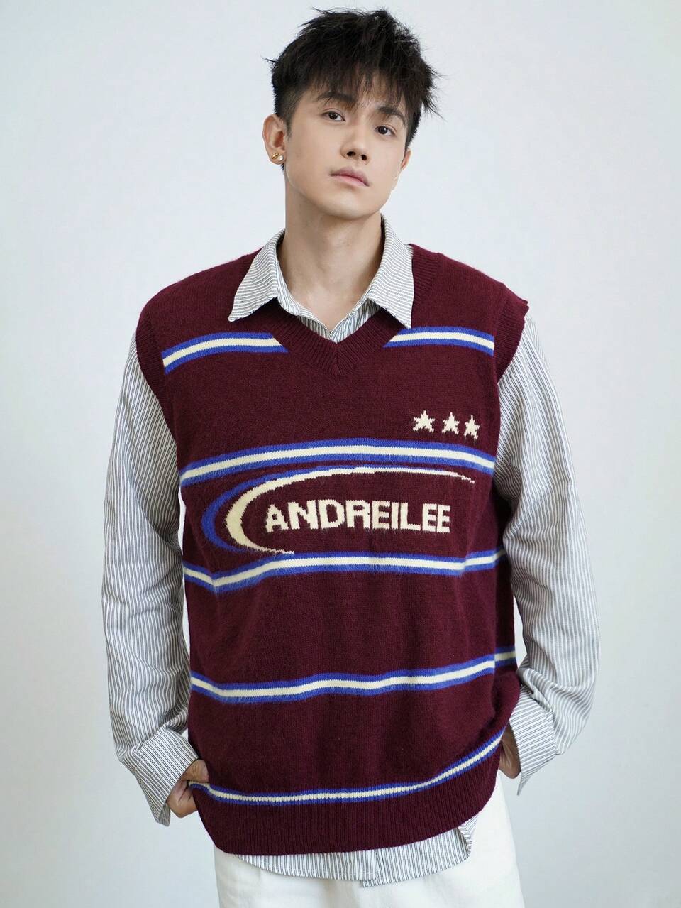 Men's Summer Letter Knit Vest Fall,Winter