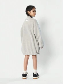 SUMWON University Style Half Zip Pullover Sweatshirt Chicago Varsity Letter Wear Casual Athleisure Holiday Winter Fall Sport Jumper - Grey - View 3