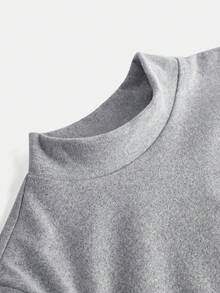 Áo thun giữ nhiệt dệt kim nửa cổ cao cho bé trai Tween, thích hợp đi làm, đi học, thường ngày, thể thao, thu đông - Xám - Xem 3