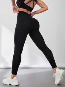 Yoga Sxy 2 Stück Damen einfarbige, hochgeschnittene, alltägliche, nahtlose, elastische Leggings für Fitness und Yoga