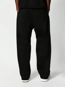 SUMWON Oversized Streetwear Athletic Jogger Sweatpants With Artistic Print Fall Winter Collection Urban Casual Workout Training Fitness Sport Loungewear - Black - View 2