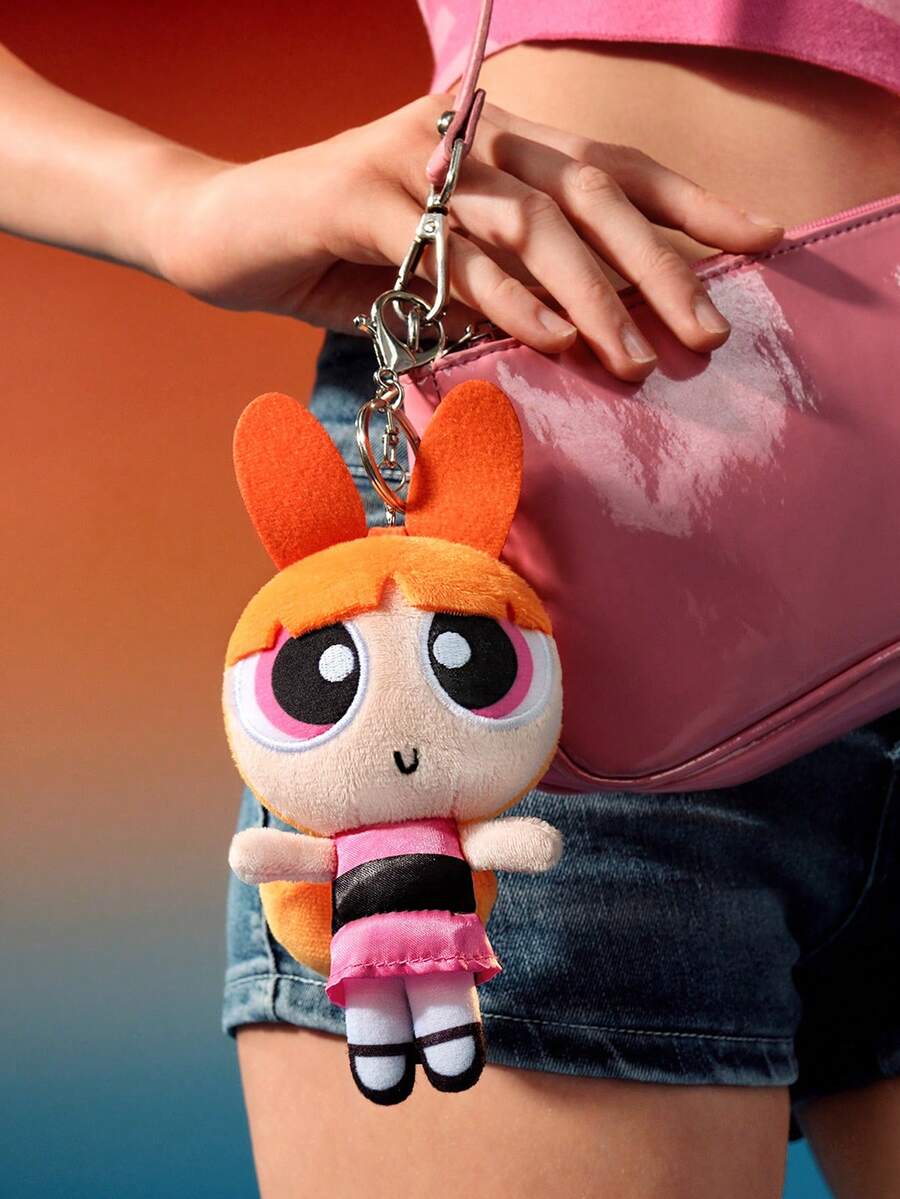 THE POWERPUFF GIRLS X SHEIN 1pc Cartoon Character Fluffy Ornament / Bag Charm - Multicolor - View 1