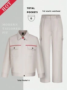 TaskEZ Women's Long Sleeve Utility Pocket Jacket And Trousers Work Uniform