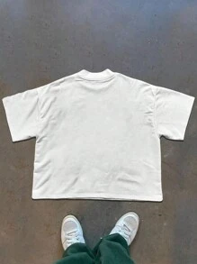 Manfinity Dauomo 男士休闲圆领短袖卡通印花T恤，夏季 - 白色 - 查看 2