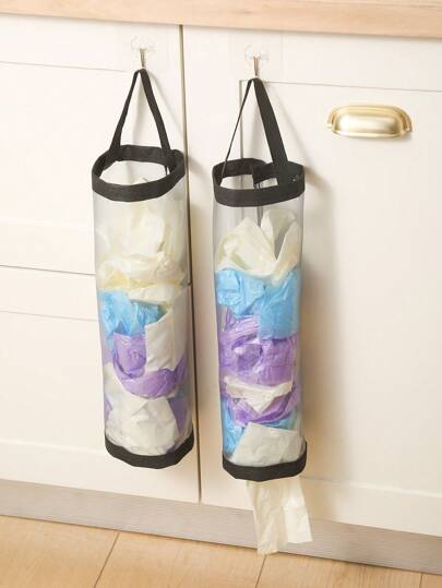 1 件装垃圾袋收纳挂袋，壁挂式抽绳鞋收纳袋，厨房塑料袋收纳袋，编织网袋，塑料包装分配器，收纳塑料袋，方便取放物品圣诞节礼物