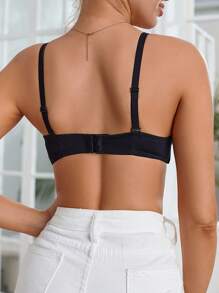 Women's Comfortable Seamless Bra With Letter & Strawberry Print , Black - Black - View 2