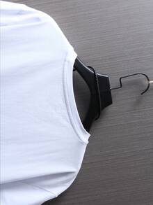 Manfinity Homme 男士字母印花圆领短袖 T 恤，夏季 - 白色 - 查看 6