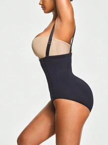 SHAPORA Shaping Open-Bust Brief Bodysuit Shapewear Body Shaper Bust&Butt Lifter With Doubled 3-Level Adjustable Closure-Tummy Waist Control - Black - View 5