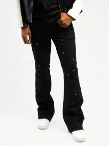 Chillumni Männer Tinte Muster gerade und lockere Passform lässige Jeans