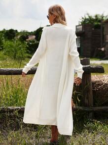 SHEIN LUNE Drop Shoulder Casual Design Cardigan - Beige - View 5