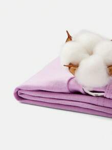 SHEIN Toddler Girls Cotton Drop Shoulder Top & Cycling Shorts Set - Lilac Purple - View 13