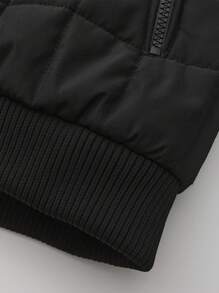 Manfinity Homme 男士纯色拉链口袋休闲夹克，秋冬季，黑色保暖毛绒冬季外套