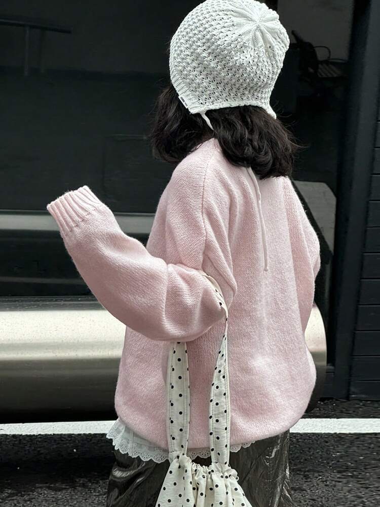 Tween Girls' Loose Fit Drop Shoulder Sweater, Autumn/Winter