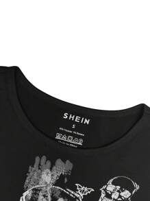 INAWLY Women's Casual Slogan & Skull Print Round Neck Short Sleeve T-Shirt, Summer Graphic Tee