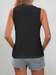 EMERY ROSE 女士休闲长颈鹿印花圆领背心 夏季 - 黑色 - 查看 3