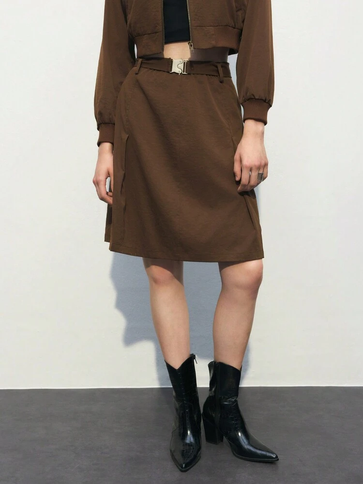 SHEIN Maija Women's Solid Color Minimalist Daily Skirt