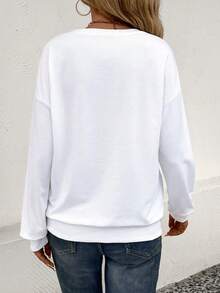 SHEIN LUNE 女款休閒蜻蜓印花運動衫 - 白色 - 查看 2