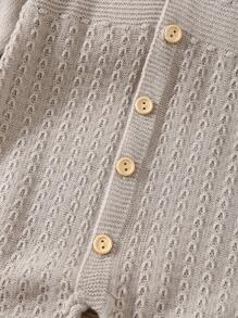 SHEIN 2-teiliges Set Baby Jumpsuit mit Kapuze, grau, Neugeborene Baby Jungen/Mädchen, weich & gemütlich, Jacquard-Muster, warmes Outfit für den Winter