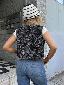 Forever 21 Paisley Print Cropped Casual Vacation Camisole - Multicolor - View 2
