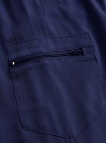 TaskEZ Conjunto de uniforme de pantalón y camisa de manga corta de un solo color, conjunto de batas - Azul - Ver 7
