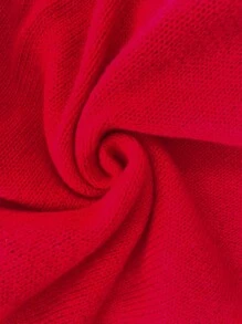 Áo len cổ cao họa tiết chữ thường cỡ lớn, quần áo thu đông cho năm mới - Đỏ - Xem 6