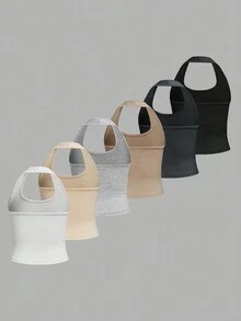 SHEIN Girlism 6件套少女修身运动吊带背心，百搭基础色 - 彩色 - 查看 2