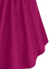 SHEIN Clasi 大码女式纯色褶皱抹胸休闲上衣 - 玫紅色 - 查看 3