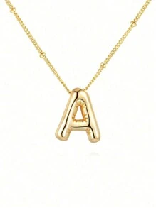 1 件装泡泡字母项链气球首字母项链女士精致字母吊坠充气名字个性化珠宝礼物情人节、情人节婚礼、生日、妈妈、母亲、母亲节、礼物 - 金色 - 查看 1
