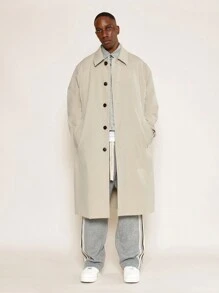 SUMWON Klassieke lange trenchcoat met knoopsluiting, professionele zakelijke bovenkleding, winter- en herfstkleding, verfijnd, op maat gemaakt ontwerp, lichtgewicht reisjas