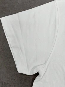 Manfinity Dauomo 男士休闲圆领短袖卡通印花T恤，夏季 - 白色 - 查看 3