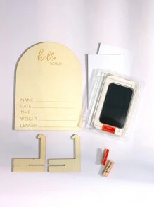 Accesorios fotográficos de recién nacido para niña en madera, disco de anuncio de nacimiento, letrero personalizado con nombre, recuerdo, marco de imagen de ultrasonido del embarazo - Multicolor - Ver 3