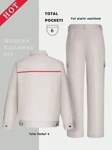 TaskEZ Women's Long Sleeve Utility Pocket Jacket And Trousers Work Uniform