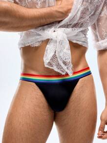 SHEIN 彩虹条纹性感男士丁字裤 - 彩色 - 查看 1