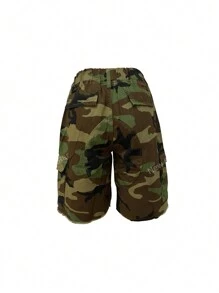 Pantalones cortos cargo informales con estampado de camuflaje y múltiples bolsillos