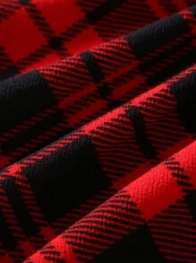 SHEIN Leap Crew Baby Girl Cute Plaid Patchwork Long Sleeve Knit Dress, Christmas Party Outfit - Black - View 6