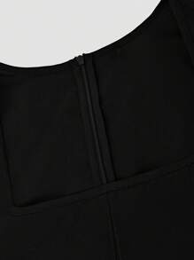 Fairmaia Women's German Traditional Style 2 Pieces Dirndl Dress Set,Black Summer Wedding Sleeveless Square Neck Back Zipper Dress With Satin Bow Ribbon Apron - Black - View 4