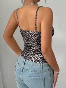 SHEIN Privé American Style Sexy Leopard Print Spaghetti Strap Tank Top For Summer - Multicolor - View 2