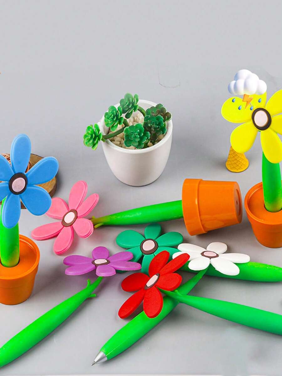 1 Máy Tính Sáng Tạo Dễ Thương Thực Tế Hoạt Hình Vật Có Hoa Hướng Dương Bút Bi, Bút Viết, Hướng Dương Bút Bi - Nhiều màu - Xem 1